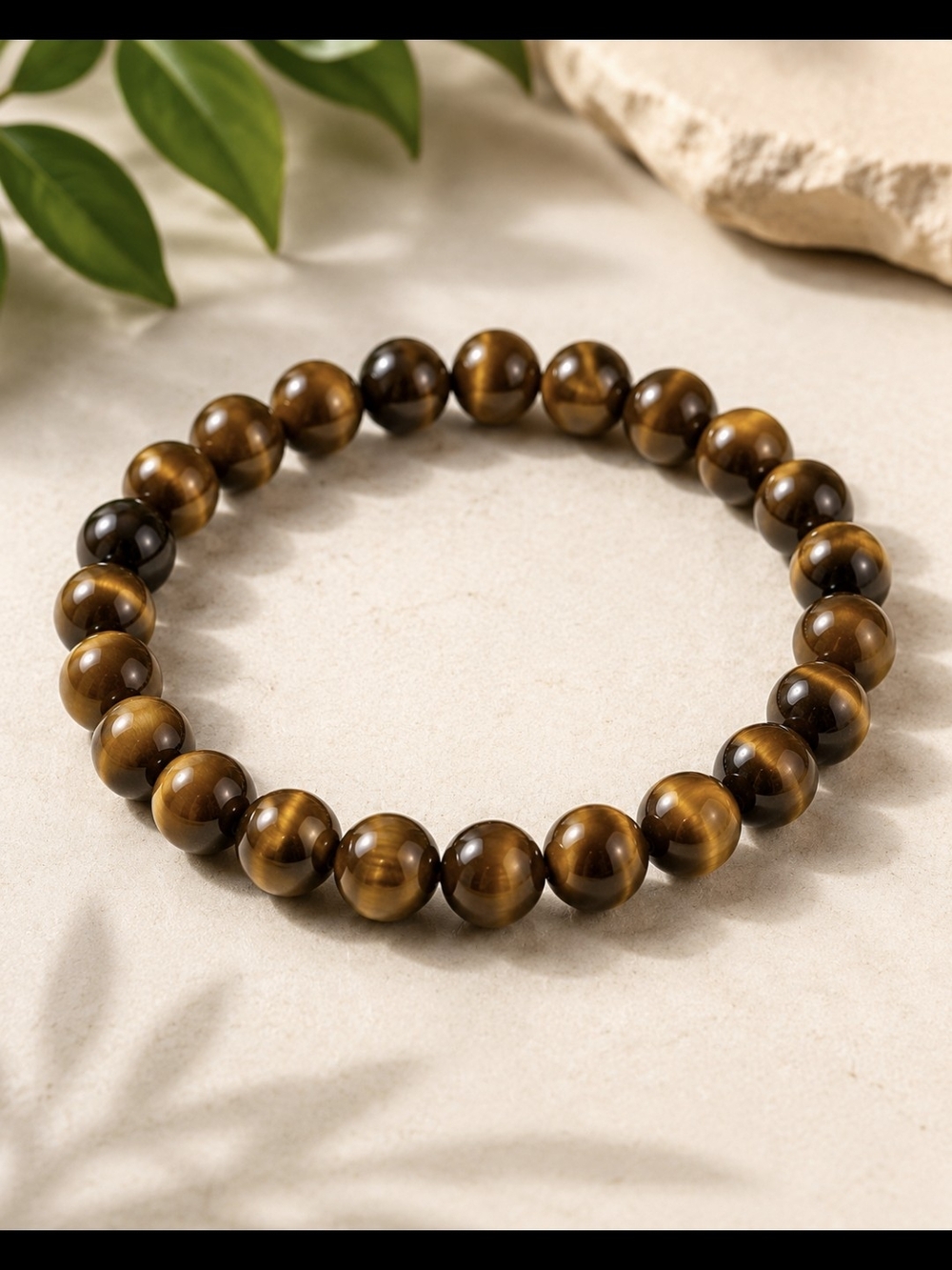 Tiger's Eye Beaded Bracelet Natural Gemstone Earth Tone Unisex Jewelry